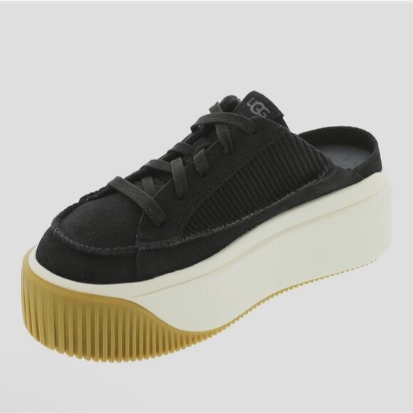 UGG EZ-Duzzit Black White Platform Chunky Mules Women Size US7 - Picture 10 of 11